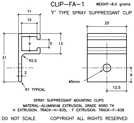 Spray Suppressant Clips