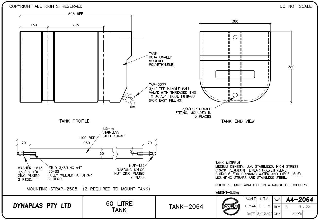 Truck Water Tank - By Dynaplas Pty Ltd - 60 litre water tank Dynaguard ...